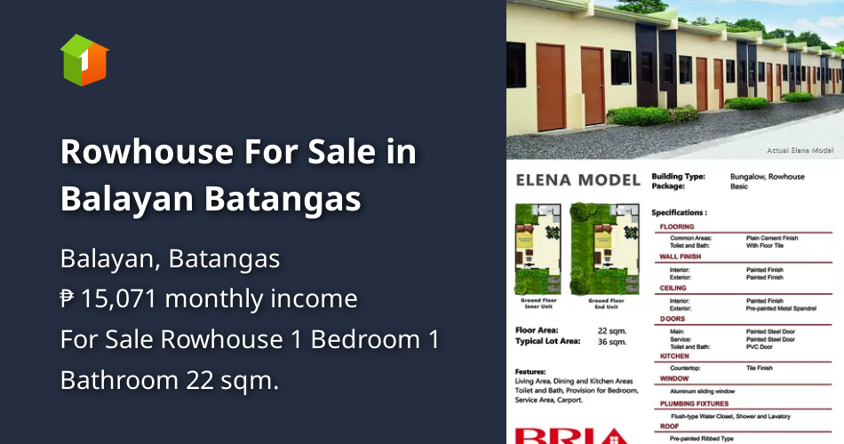 Rowhouse For Sale in Balayan Batangas [House and Lot 🏘️] (October 2023