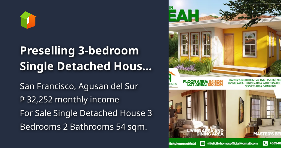 Preselling 3bedroom Single Detached House For Sale in San Francisco