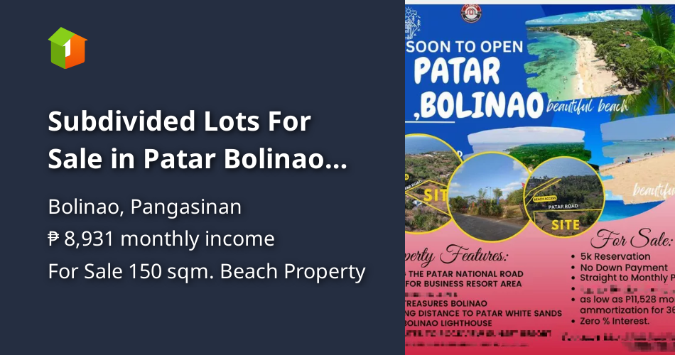 Subdivided Lots For Sale in Patar Bolinao Pangasinan [Beach Properties ...