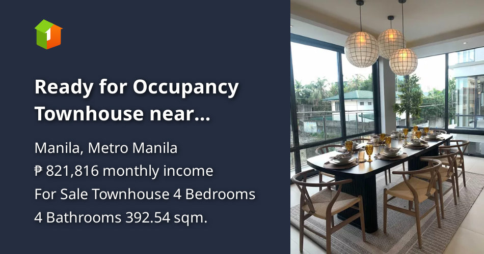 Ready for Occupancy Townhouse near Malacanang Paco [House and Lot 🏘️