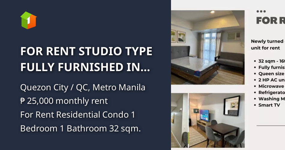 FOR RENT STUDIO TYPE FULLY FURNISHED IN DILIMAN, QUEZON CITY [Condo 🏙️] (January 2024) in Quezon