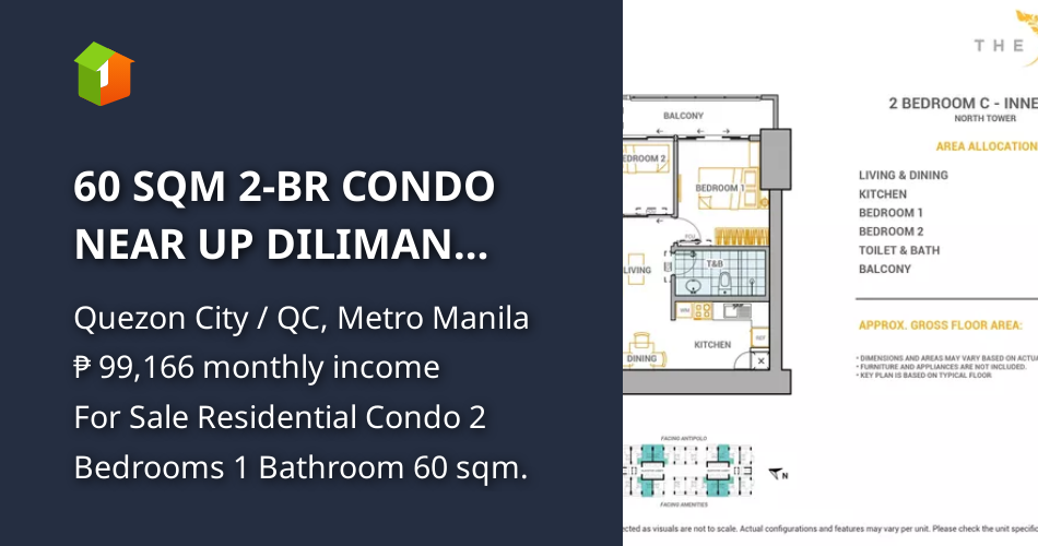 60 SQM 2BR CONDO NEAR UP DILIMAN EASTWOOD LIBIS, CENTER CUBAO