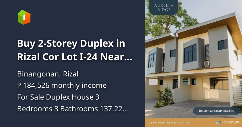 Buy 2-Storey Duplex in Rizal Cor Lot I-24 Near Clubhouse | High Promo ...