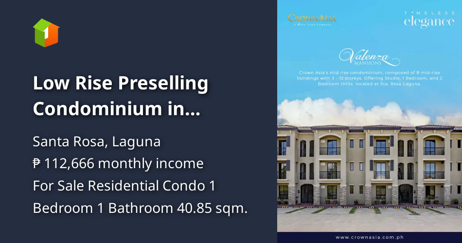 Low Rise Preselling Condominium in Sta.Rosa Tagaytay Road Near Solenad