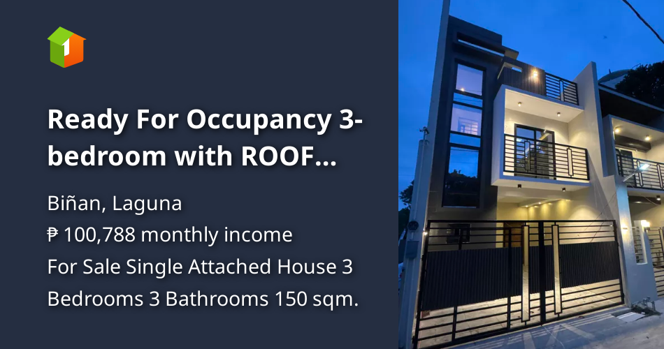 Ready For Occupancy 3-bedroom with ROOF DECK House For Sale in Binan ...