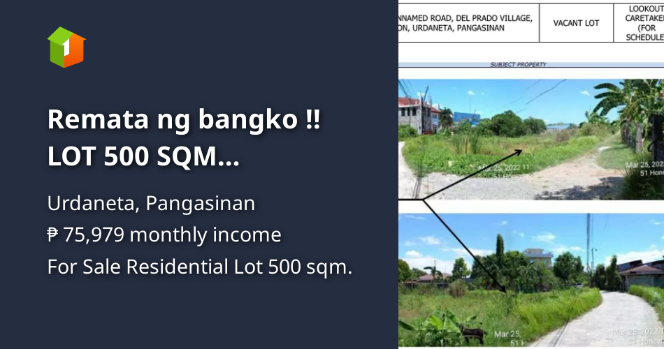 Remata ng bangko !! LOT 500 SQM PANGASINAN [Lot 🚜] (September