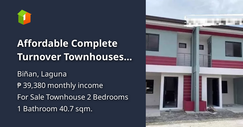 Affordable Complete Turnover Townhouses in Biñan Laguna [House and Lot
