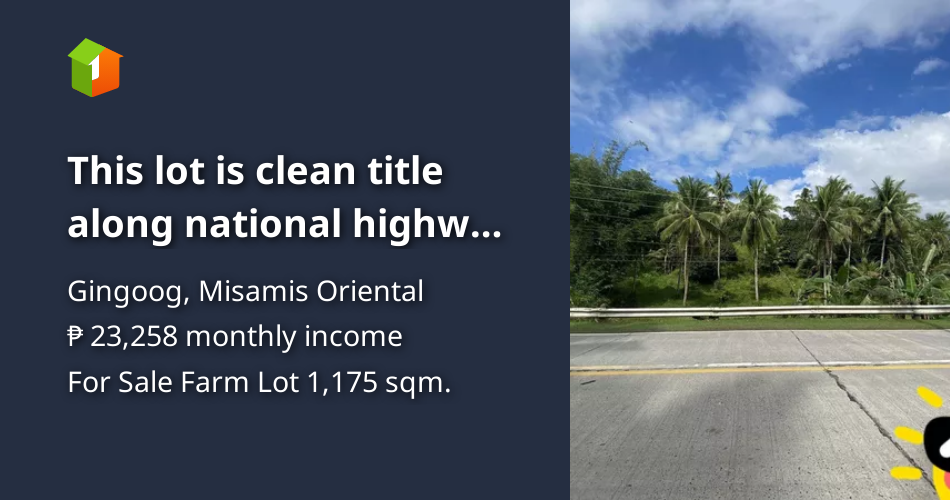 This lot is clean title along national highway in Pangasihan, Gingoog