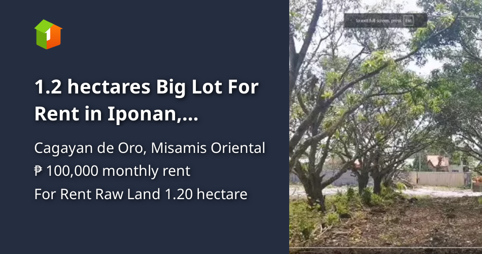 1.2 hectares Big Lot For Rent in Iponan, Cagayan de Oro Mis Or [Lot 🚜