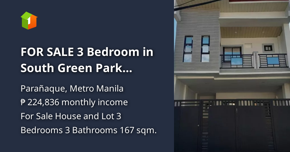 FOR SALE 3 Bedroom in South Green Park Village Merville [House and Lot