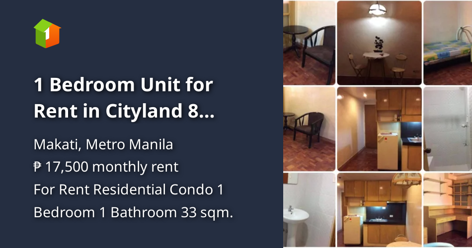 1 Bedroom Unit for Rent in Cityland 8 Makati City [Condo 🏙️] (November