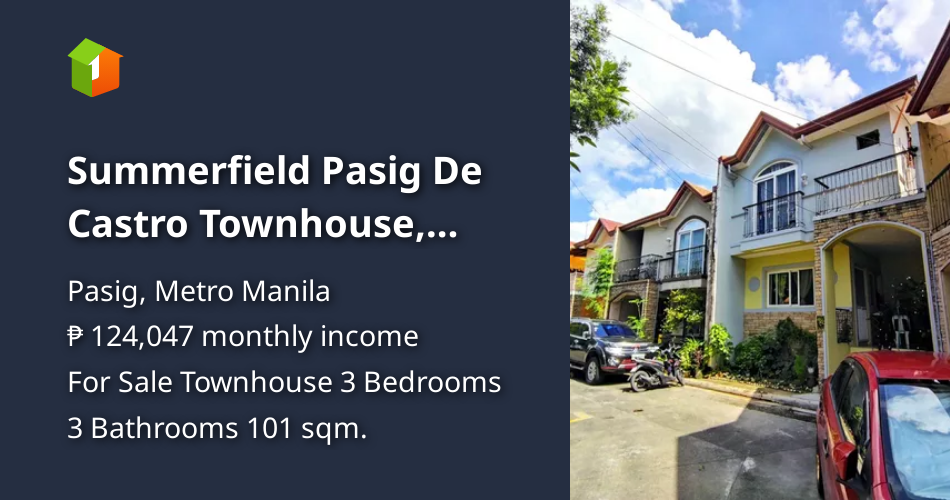Summerfield Pasig De Castro Townhouse, 100.7 sqm, 3 bedroom, 1 parking