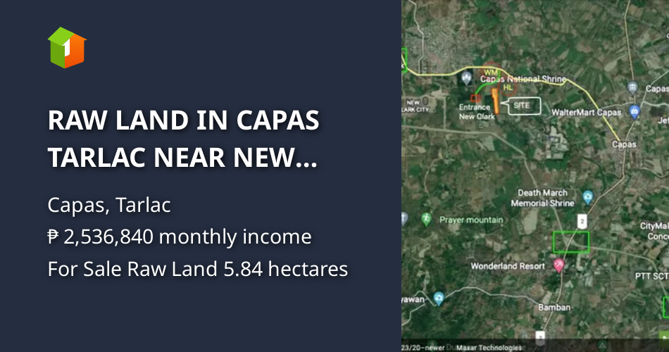 RAW LAND IN CAPAS TARLAC NEAR NEW CLARK CITY ADJACENT TO A FAMOUS MALL