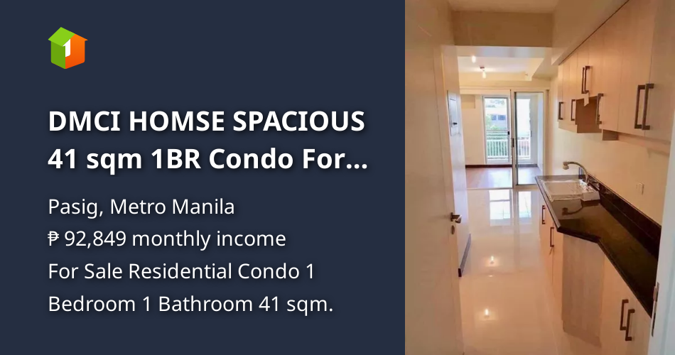 DMCI HOMSE SPACIOUS 41 sqm 1BR Condo For Sale in Pasig - ALLEGRA ...