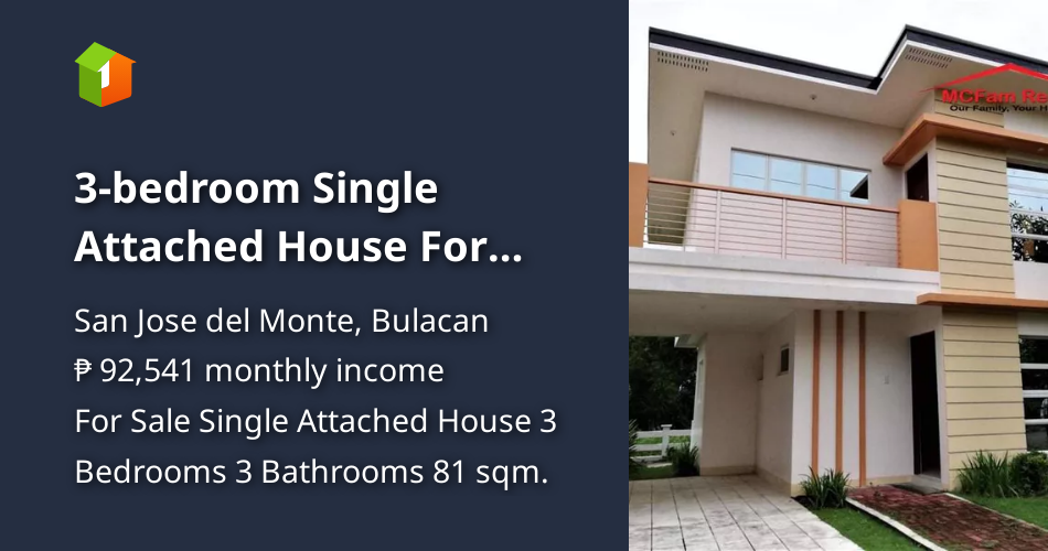 3bedroom Single Attached House For Sale in San Jose del Monte Bulacan