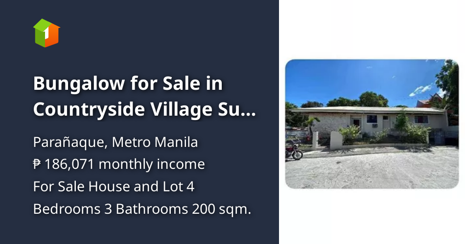 Bungalow for Sale in Countryside Village Sun Valley Paranaque City