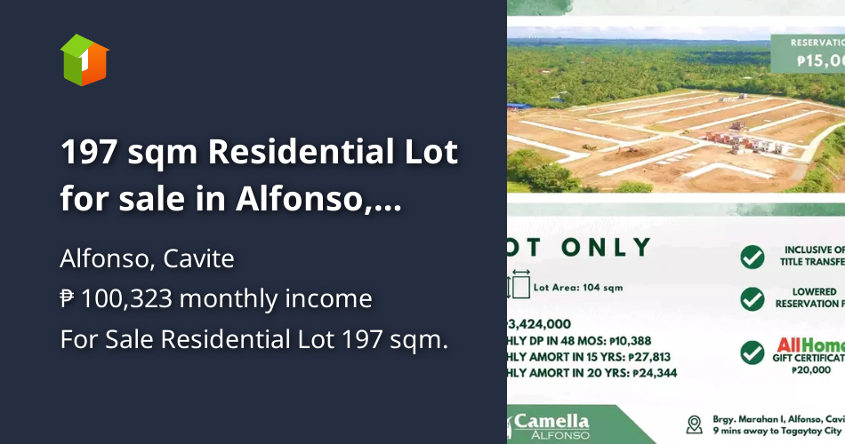 197 sqm Residential Lot for sale in Alfonso, Cavite. [Lot 🚜] (September
