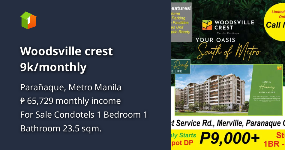 Woodsville crest 9k/monthly [Condo 🏙️] (January 2022) in Parañaque