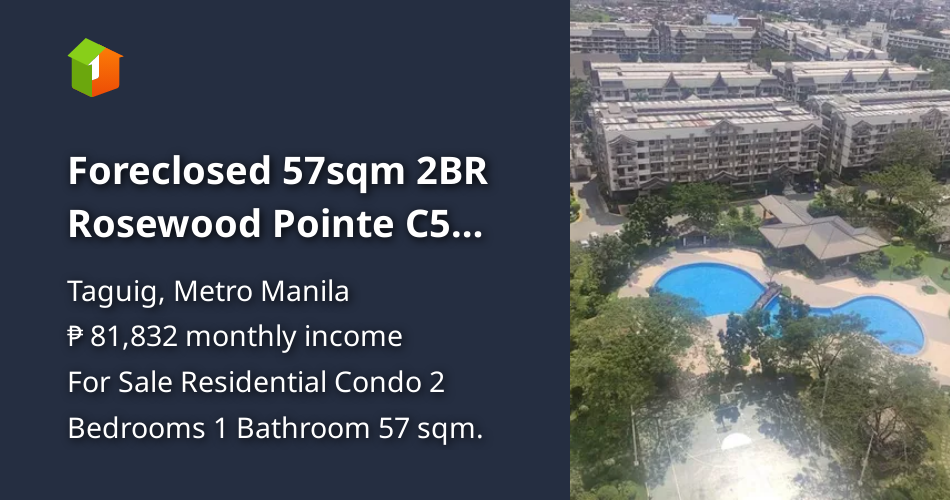Foreclosed 57sqm 2BR Rosewood Pointe C5 BGC Condo For Sale in Taguig