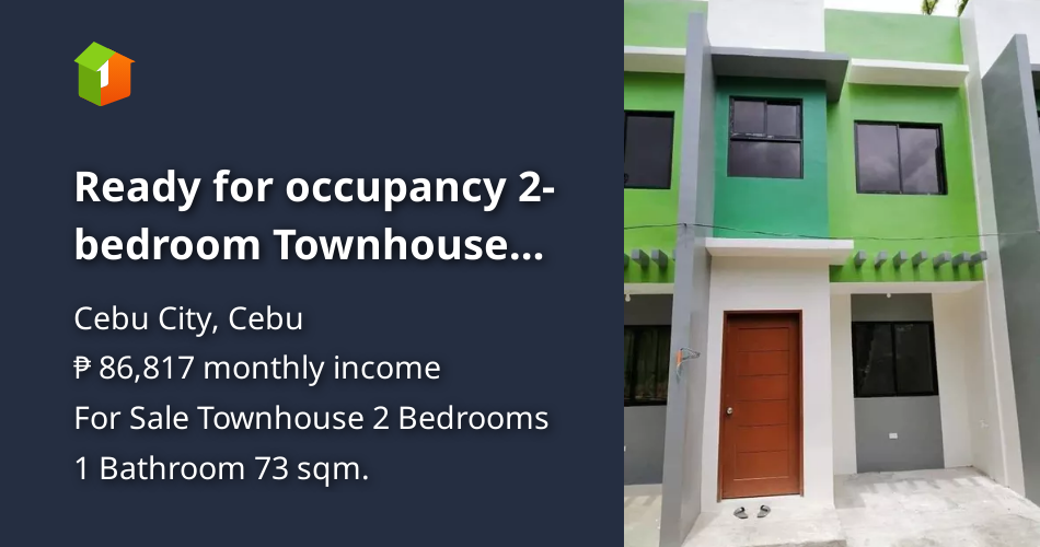 Ready for occupancy 2bedroom Townhouse For Sale in Labangon City Cebu