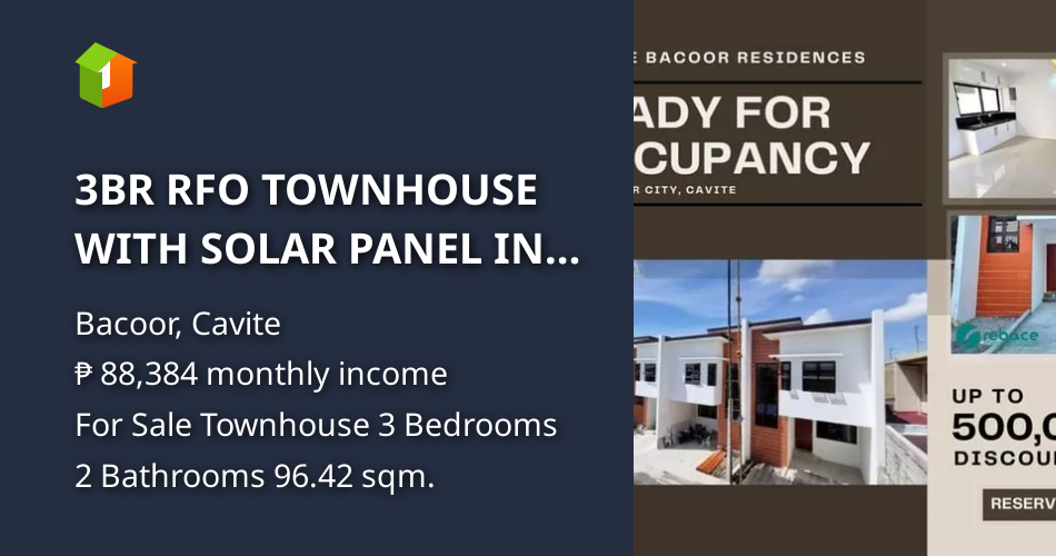 3BR RFO TOWNHOUSE WITH SOLAR PANEL IN HABAY 1 BACOOR, CAVITE [House and Lot 🏘️] (July 2023) in