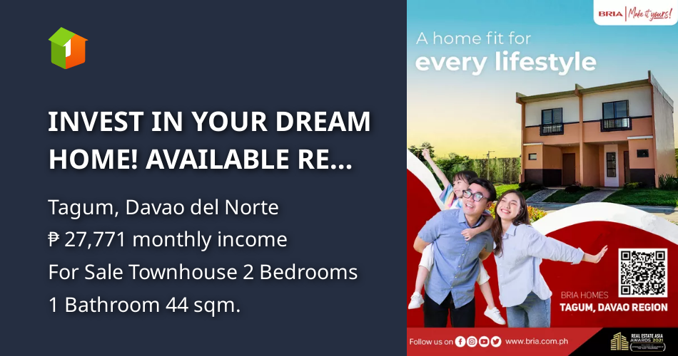 INVEST IN YOUR DREAM HOME! AVAILABLE RENT TO OWN UNIT IN BRIA TAGUM