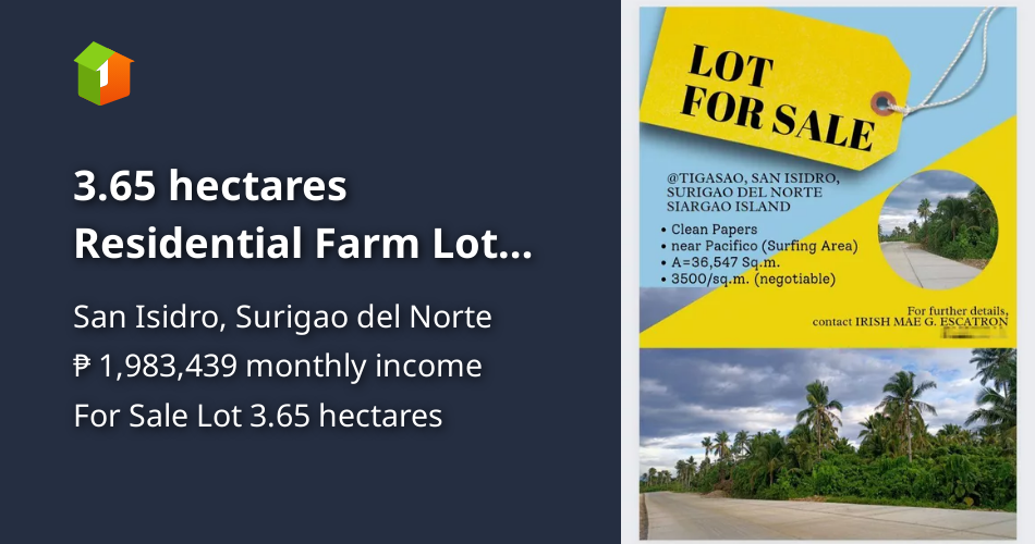 3.65 hectares Residential Farm Lot For Sale in San Isidro [Lot 🚜] (July 2023) in San Isidro