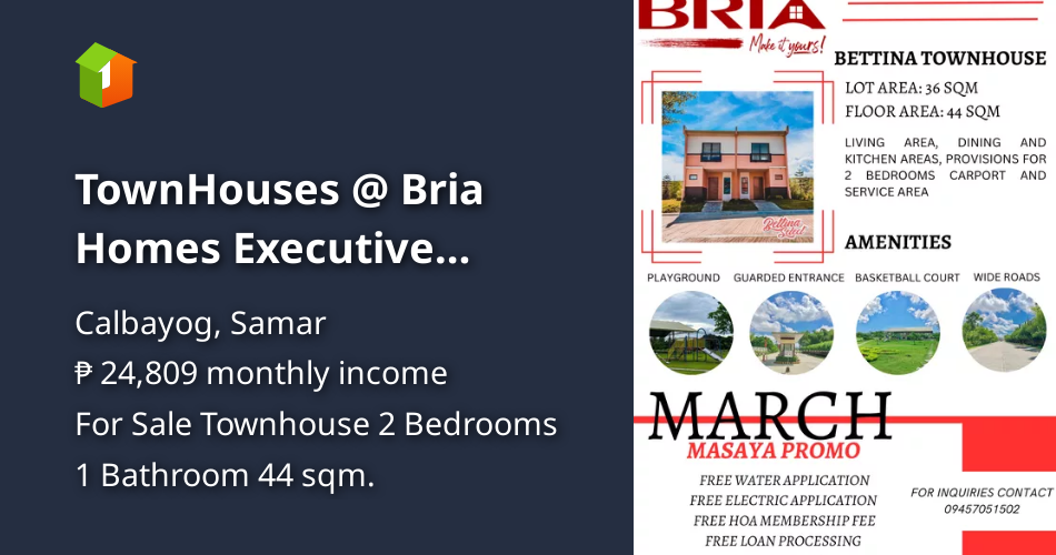 TownHouses Bria Homes Executive Calbayog [House and Lot 🏘️] (December