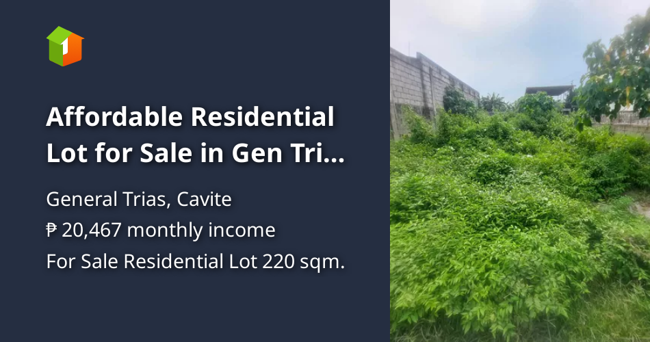 Affordable Residential Lot for Sale in Gen Trias Cavite at 6k per sqm