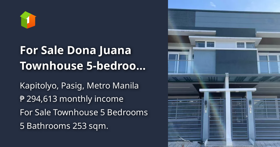 For Sale Dona Juana Townhouse 5bedroom in Pasig City Manila [House and Lot 🏘️] (July 2024) in