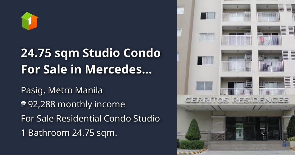 24.75 sqm Studio Condo For Sale in Mercedes Avenue, San Miguel, Pasig