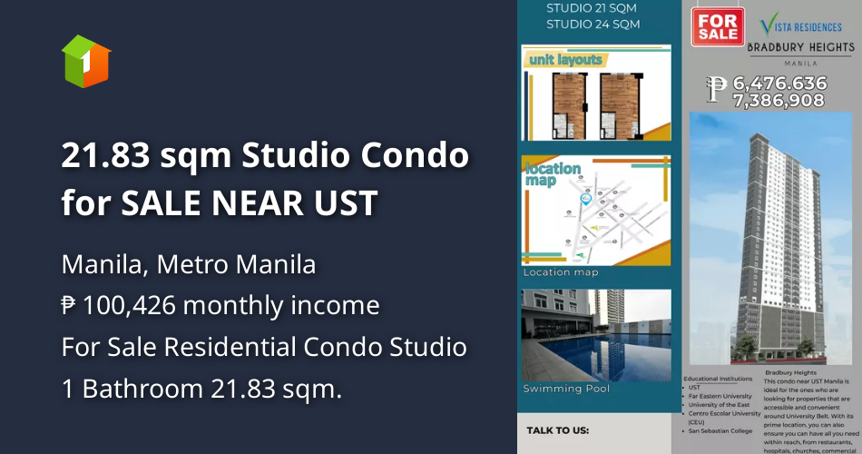 21.83 sqm Studio Condo for SALE NEAR UST [Condo 🏙️] (December 2023) in