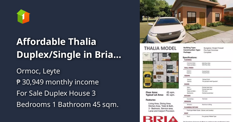 Affordable Thalia Duplex/Single in Bria Homes [House and Lot 🏘️