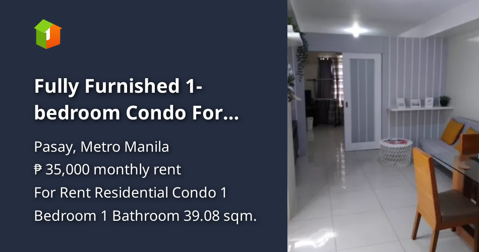Fully Furnished 1bedroom Condo For Rent in Pasay Metro Manila [Condo 🏙