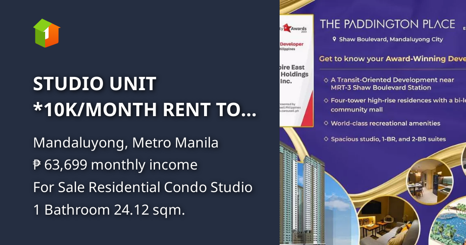 STUDIO UNIT *10K/MONTH RENT TO OWN CONDO NEAR SHAW MRT STATION [Condo 🏙