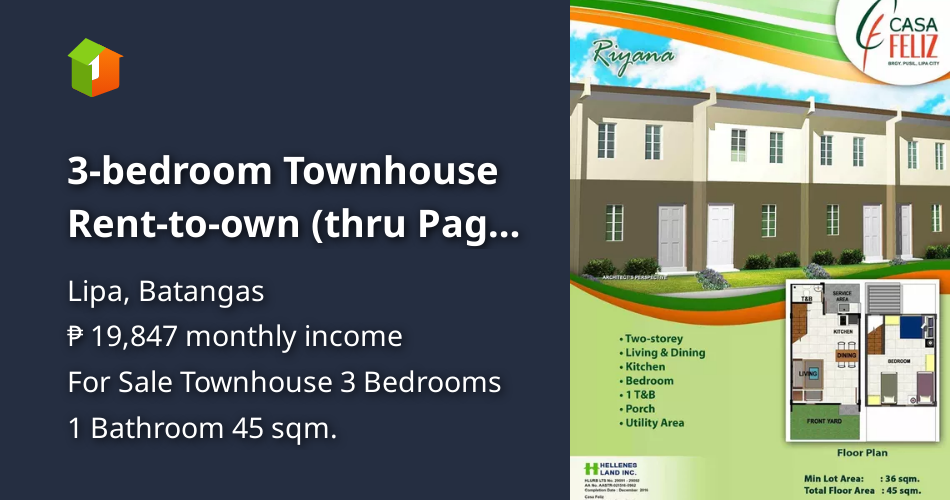 3bedroom Townhouse Renttoown (thru PagIBIG) in Lipa Batangas [House