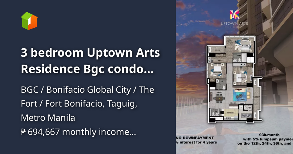 3 bedroom Uptown Arts Residence Bgc condo for sale Taguig City [Condo 🏙