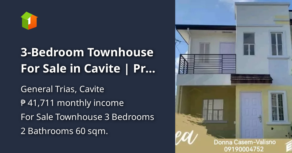 3Bedroom Townhouse For Sale in Cavite PreSelling 15k Reservation
