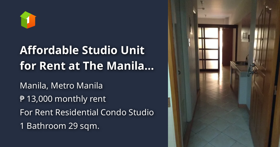 Affordable Studio Unit for Rent at The Manila Residences Towers 2 Near ...