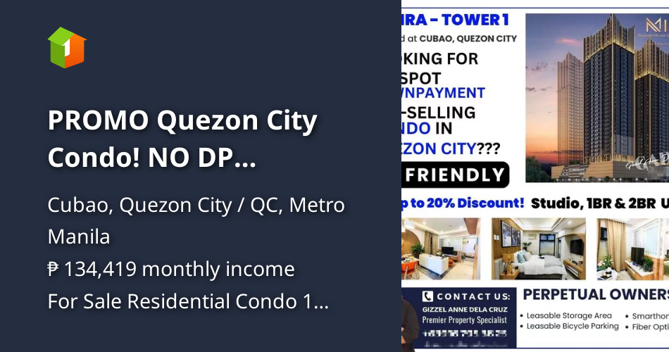 PROMO Quezon City Condo! NO DP Affordable 1BR condo for sale in Quezon ...