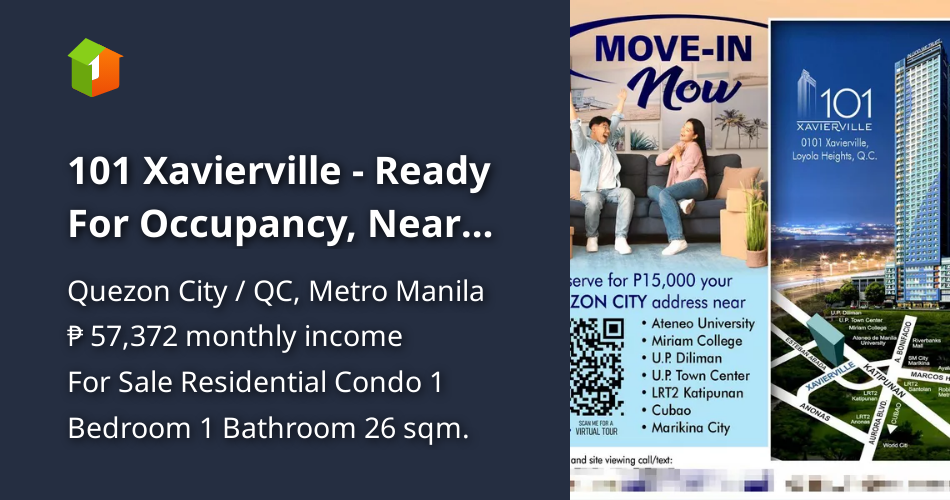 101 Xavierville Ready For Occupancy, Near Ateneo de Manila [Condo 🏙️