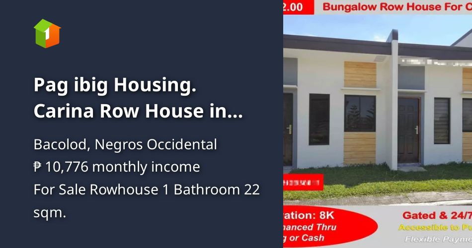 Pag ibig Housing. Carina Row House in Mansilingan, Bacolod City [House
