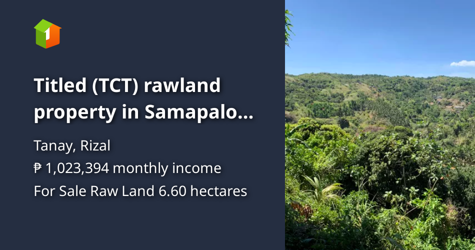 Titled (TCT) rawland property in Samapaloc, Tanay [Lot 🚜] (June 2024) in Tanay, Rizal for sale