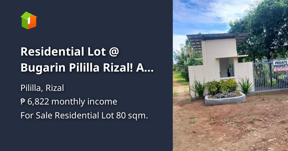 Residential Lot Bugarin Pililla Rizal! As Low as 5,179 monthly! [Lot