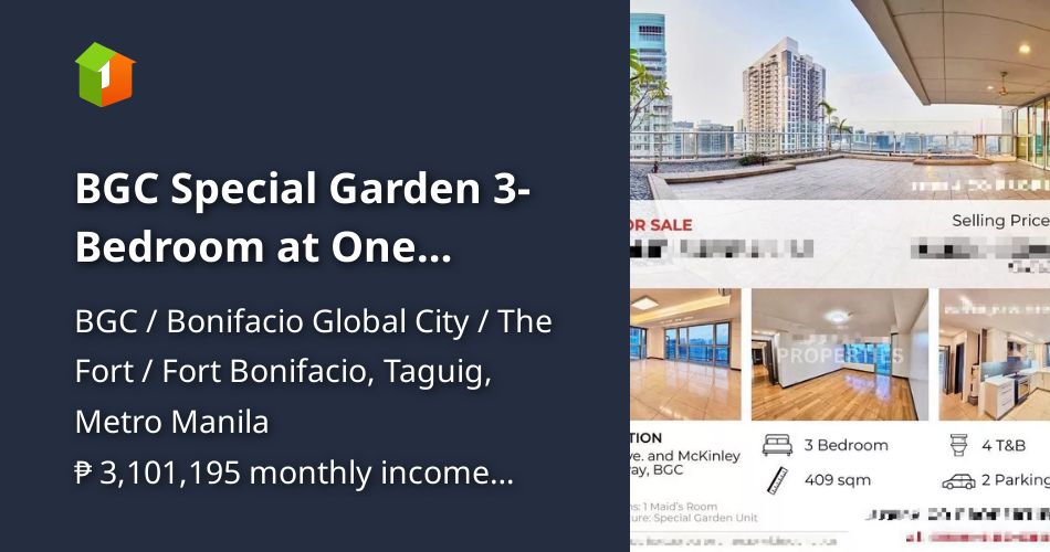 BGC Special Garden 3-Bedroom at One Serendra, Bonifacio Global City ...
