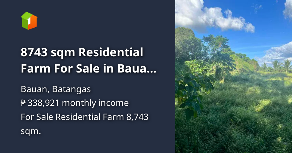 8743 sqm Residential Farm For Sale in Bauan Batangas [Lot 🚜] (July 2024