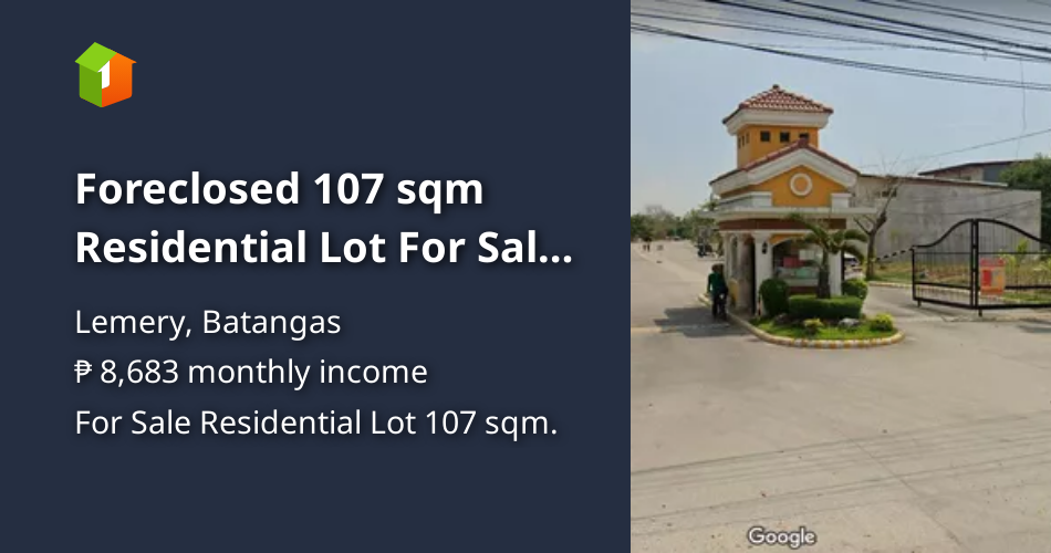 Foreclosed 107 sqm Residential Lot For Sale in Lemery Batangas [Lot 🚜