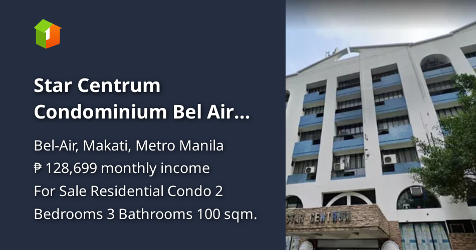 Star Centrum Condominium Bel Air Makati, 100 sqm, 2 bedroom, bare