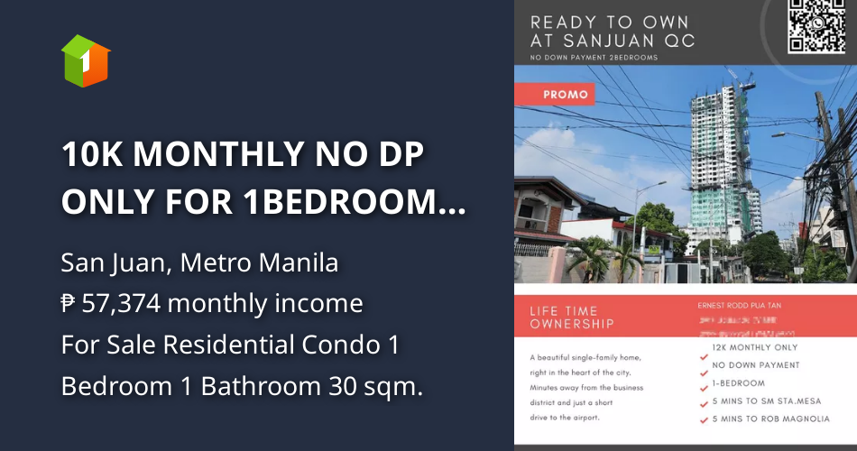 10K MONTHLY NO DP ONLY FOR 1BEDROOM IN SAN JUAN QUEZON CITY ORTIGAS