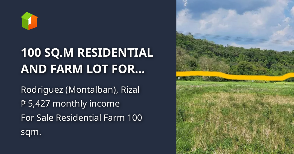 100 SQ.M RESIDENTIAL AND FARM LOT FOR SALE IN MACABUD, MONTALBAN RIZAL